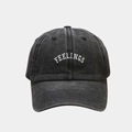 Berretto da baseball in cotone lavato antracite con ricamo Feelings sul davanti - Regolabile / Nero
