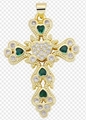 Gold cross necklace with green and clear heart zircon stones in a vintage style - Style 16/Gold Heart Clear Green Zircon Cross