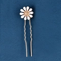 Elegant gold metal U-shaped hair pin featuring a white daisy flower with a gold core - Daisy Style Single Piece