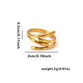 Détail bague spirale dorée en acier montrant diamètre intérieur 2cm et largeur de 0,3cm - Ouvert Réglable / Style Ouvert en Spirale à Plusieurs Couches (TYGR0176)