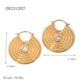 Goldene Doppelreifen-Ohrringe mit Kristallstecker und Maßangabe von 2,64 cm Höhe - Konzentrische Kreisreifen-Ohrringe (JDE2312027) / Gold