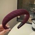 Padded velvet headband in burgundy with polka dots and high crown design for women - Dark Red Velvet