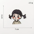 Detailed embroidery stitch of 2.5g cartoon girl patch with 6x7cm dimension lines - Cute Girl Patch 3#