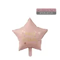 Pink star-shaped foil birthday balloon with golden Happy Birthday text 47x47cm - 18-inch Star Pink with Letters