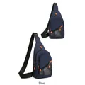 Marineblaue Herren Brusttasche aus Nylon mit Camouflage-Zippertasche und Akzenten - Blau