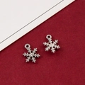 Silver snowflake alloy pendants with sparkling rhinestone for Christmas jewelry DIY - 48# Silver K Small Snowflake with White Rhinestone