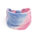 Detail of pink and blue tie-dye cotton headband showing soft fabric texture and pattern - 84-Pink Blue Tie Dye Loop