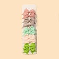 Pink Beige Green Lime Bow Hair Clip Set (Style 3)