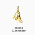 Goldener Bananenanhänger mit Gentleness-Schild und Zirkonia für Damenketten - Banane (Sanftmut)