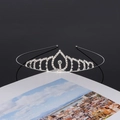 Silver bridal crown with rhinestone water drop design on reflective surface - Style SY-029
