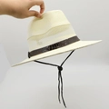 Cappello di paglia beige con rete traspirante e fascia a coccodrillo per protezione solare - Taglia unica / crema
