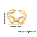 Irregular geometric 18k gold plated stainless steel chain ring with link design - Adjustable Open / Double Loop Chain Style (TYGR0064-3)