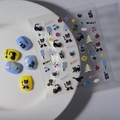 Stickers ongles 5D avec chats noirs mignons, motifs d'étoiles colorées et de nuages - Style Chat Noir Fleur (FEB-652)
