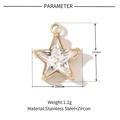 Gold star pendant accessory with inlaid clear zircon and stainless steel frame - Gold Star (VG090)