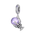 S925 sterling silver dragon claw charm with a large faceted purple crystal pendant - Magic Crystal (SCC3181)