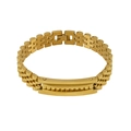 Pulsera Jubilee de acero inoxidable dorado con una placa de metal rectangular texturizada - Oro de 18K / Dorado
