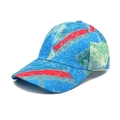 Macro view of abstract colorful tie-dye baseball cap with artistic red and blue graffiti - M / Blue