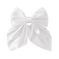 Elegant white satin bow hair clip with smooth glossy finish for women and girls - White (18)