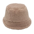 Cappello bucket in pile teddy kaki chiaro spesso e morbido per l'inverno da donna - Taglia unica / Cammello