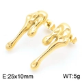 Irregular fluid drop earrings in golden finish with a minimalist polished metal texture - Style C (KE115323-KFC) / Gold