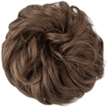 Messy dark brown synthetic hair bun extension for women with curly texture - 4/30 Medium Brown Mixed Auburn