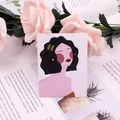 Spherical metal stud earrings displayed on a creative cartoon illustration display card - Goddess No. 5 / Pack of 100