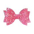 Pink glitter bow accessory with sequins for DIY hair accessories and clothing crafts - Rose Red
