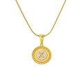 Vintage 18k gold letter X pendant necklace with white enamel inlay and round lace edge - White Letter X