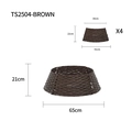 Jupe de sapin de Noël en faux rotin marron foncé avec design d'assemblage en 4 pièces - Diamètre de base 65cm / Brun Foncé