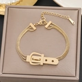 Triple-strand 18k gold plated stainless steel bracelet with buckle charm detail - 5145 Gold Belt Buckle Style (5145 Gold)