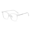 Montatura occhiali quadrata trasparente con stanghette in metallo argento su sfondo bianco - Occhiali con Lenti Trasparenti / Montatura Bianca Trasparente C2