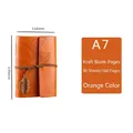 Orange A7 leaf-embossed faux leather journal with rustic string tie and pendant - Orange