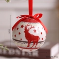 Christmas ball ornament featuring red reindeer silhouette with a decorative red ribbon - Reindeer Starry Sky