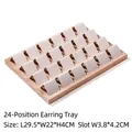 Detailed view of 24-slot wood earring display tray with dimensions 29.5x22x4cm - 24 Slots Earring Plate