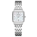 Montre carrée élégante pour femme en argent avec cadran en nacre et index en cristal - Argenté