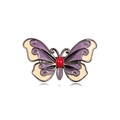 Elegant butterfly brooch featuring purple and beige enamel with a red gemstone center - KC0188-3 Purple