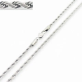Sleek silver twisted rope chain necklace in polished stainless steel for men and women - 50cm (20 inches) / 3mm / Steel