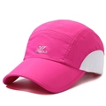 Quick-dry rose red sports cap with breathable white mesh panels for outdoor running - Adjustable / Rose Red