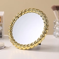 Miroir de maquillage rond de style européen avec un cadre torsadé doré pour la coiffeuse - Rond / Doré