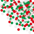 Vue macro de confettis de Noël avec des cercles rouges, verts et des flocons de neige blancs - Rouge Vert Rond Et Blanc Flocon De Neige