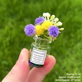 Miniature glass vase with purple and yellow flowers and Good Luck label decor - [Luminous Stone] Purple + Yellow Vase