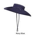 Chapeau de soleil bleu marine avec maille respirante et mentonnière réglable - Taille Unique (54-58CM) / Bleu marine