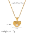 18k gold plated stainless steel heart necklace with pearl inlay and product dimensions - Gold Heart Pearl Pendant Necklace (TN3319)