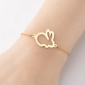 Pulsera minimalista dorada con diseño de conejo hueco en la muñeca con cadena metálica - Dorado