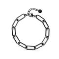 Minimalist black stainless steel paperclip chain bracelet with adjustable lobster clasp - Black (YB-639BLK)