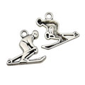 Silver skier pendants made of alloy for DIY sports necklaces and bracelets - Skier