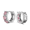 S925 sterling silver stud earrings with pink zircon in a hexagonal setting - Selling Lze49-p