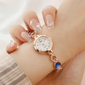 Set orologio al quarzo oro rosa da donna con maglie a cuore e pietre preziose blu - Solo orologio / Solo Orologio Blu