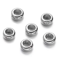 Detailed view of six silver polished CCB spacer beads for DIY jewelry making - Silver Style 18 (Thick Ring)