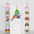 Red Merry Christmas porch banners and tree door hanger decorations for festive parties - Christmas Tree Door Hanging & Banners Set